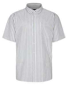Bigdude Striped Seersucker Button Down Shirt Grey